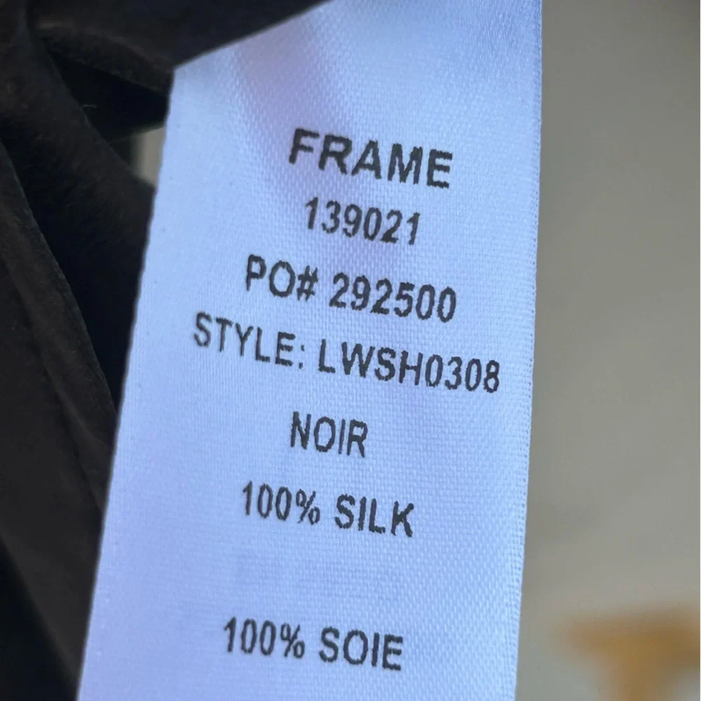 NWT FRAME Denim Voluminous Cuff Silk Blouse - Black Size Medium - Picture 12 of 12